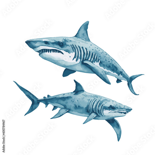 Shark. Shark illustration isolated on white background. Shark drawing. © Oleh