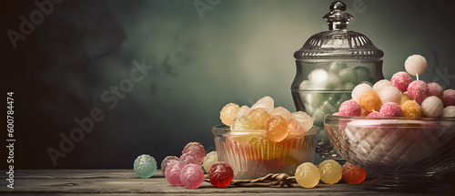 Beautiful colorful candy decoration background - generative AI - varieties of colorful candies