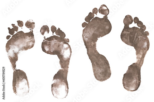 Fototapeta Set footprints isolated on white, clipping path