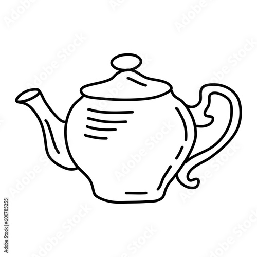 teapot vector doodle sketch isolated on white background