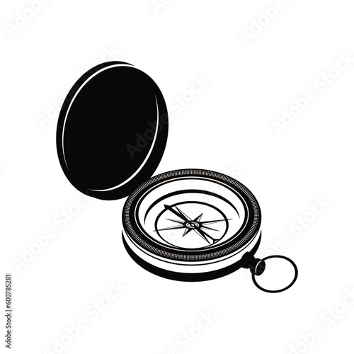 vintage compass and  pocket watch in black and white color