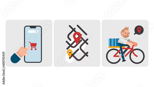 Online ordering system, press to order, navigation map, transportation