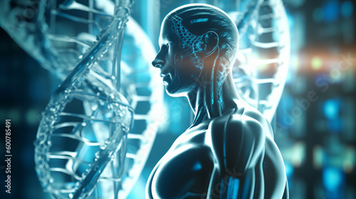 Genetic research background. Illustration AI Generative.