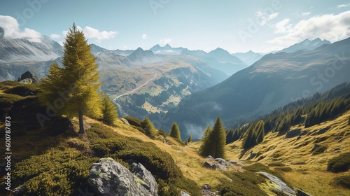 Beautiful mountain background., Illustration AI Generative