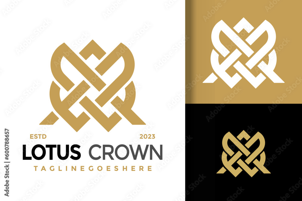 Fototapeta premium Lotus Crown Logo vector icon illustration