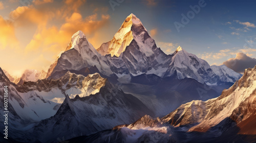 Beautiful mountain background., Illustration AI Generative © olegganko