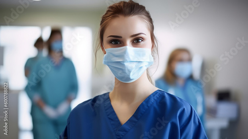 Medical background with doctor. Illustration AI Generative.
