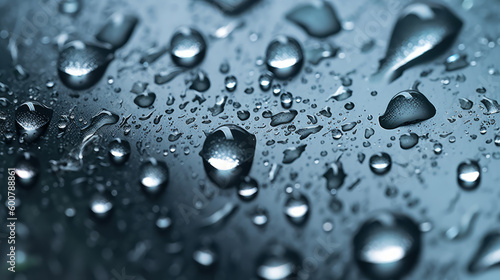 Macro wet glass with water drops. Illustration AI Generative.