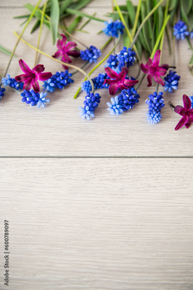beautiful bouquet of spring flowers on a wooden table beautiful bouquet of spring flowers on a wooden table
