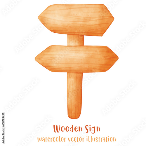wooden sign, watercolor wood, beach sign vector illustration