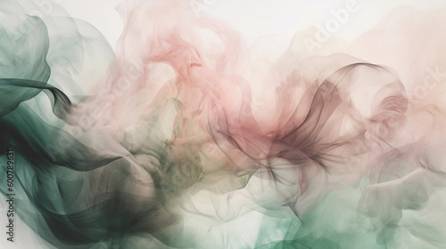 Flowing liquid neutral smoke. Drops of pastel paint in water. Trendy fluid banner. Modern macro abstract background illustration, ink in water effect. Generative AI