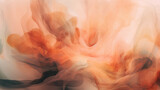 Flowing liquid neutral peach coor smoke. Drops of pastel paint in water. Trendy fluid banner. Modern macro abstract background illustration, ink in water effect. Generative AI