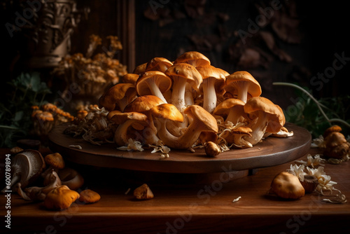 Close up of mushrooms created by generative AI