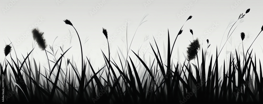 Grass Silhouette Vector Illustration for Design and Marketing. Generative AI Grass Silhouette Vector Illustration for Design and Marketing. Generative AI