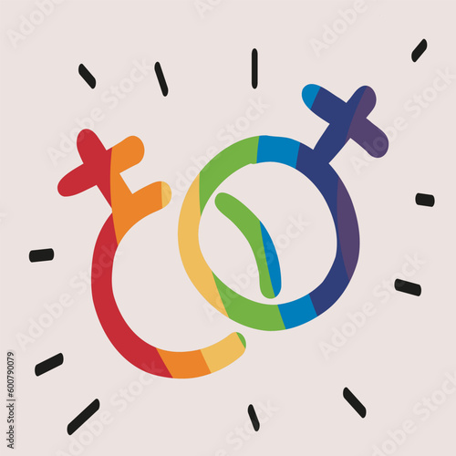 Lesbian symbolism. The LGBTQ community is the rainbow flag. vector illustration of the Pride parade.