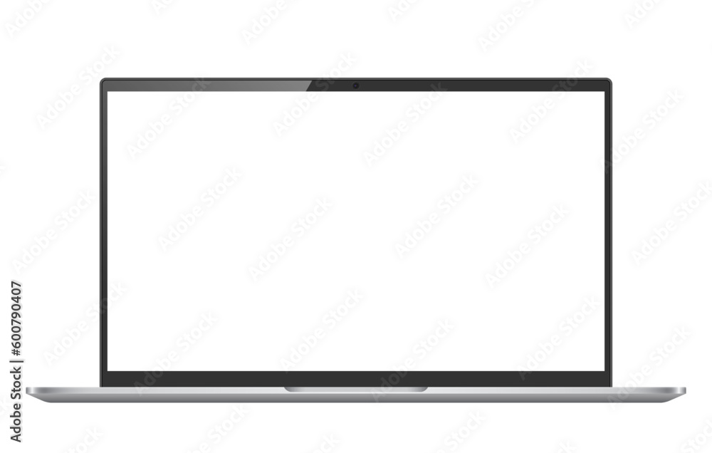 Laptop monitor vector mockup. Pc computer template with blank screen. Silver desktop isolated on white background. Laptop monitor vector mockup. Pc computer template with blank screen. Silver desktop isolated on white background.