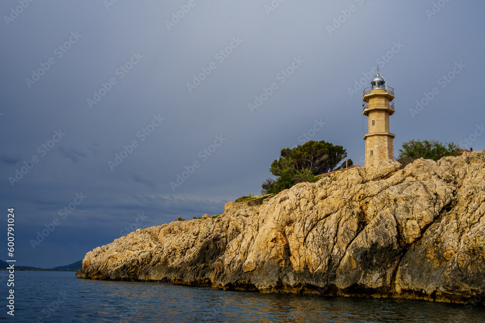 Punta de la Avanzada Lighthouse, Tramuntana coast, Pollensa, Majorca, Balearic Islands, Spain