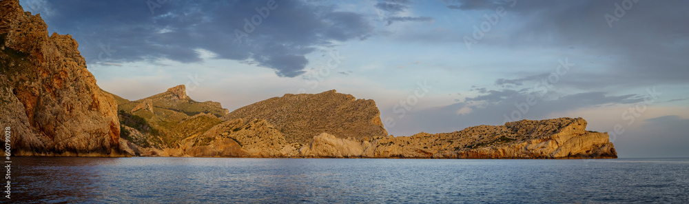 Cala Estremer and Punta Galera, Tramuntana coast, Pollensa, Majorca, Balearic Islands, Spain