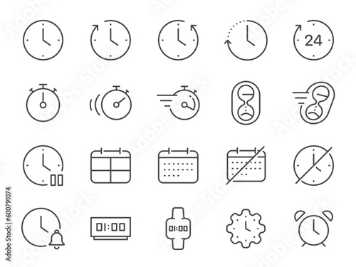 Time icon set. It included the clock, watch, calendar, and more icons.
