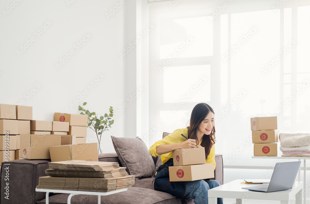 Small Entrepreneurs Start A Home Business By Arranging Goods With Brown Parcel Boxes, Small Home Business Startup Ideas.. Small Entrepreneurs Start A Home Business By Arranging Goods With Brown Parcel Boxes, Small Home Business Startup Ideas..