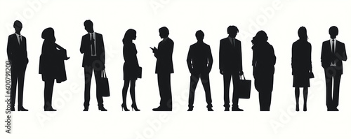 silhouette of office employees, isolated vector illustration on white background for logo, graphic design, advertising, and marketing. generative ai