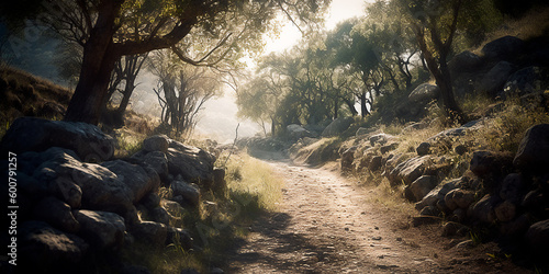 Road in woods, forest, natural light
