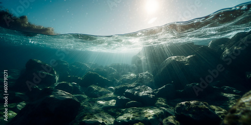 Sea underwater, coral, natural light