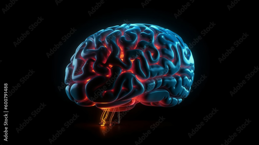 Neon human brain. Generative ai Neon human brain. Generative ai