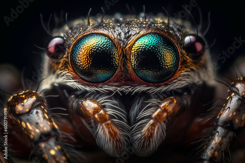 Macro photo of spider. Generative ai © Vika art