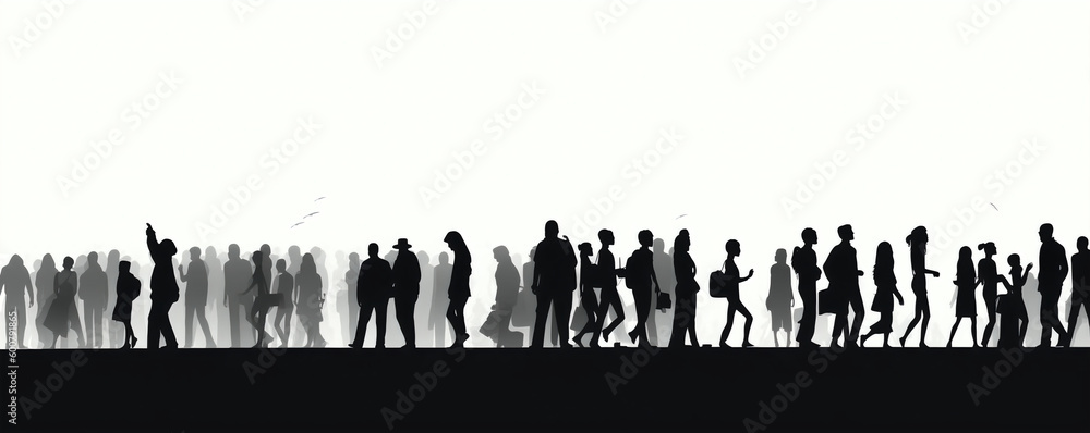silhouette of cheering crowd in protest. generative ai silhouette of cheering crowd in protest. generative ai