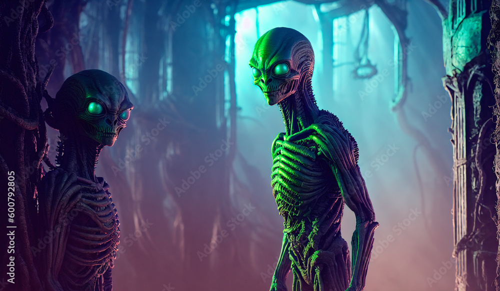 Portrait of an alien, a creepy humanoid. Generative AI Portrait of an alien, a creepy humanoid. Generative AI