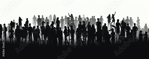 silhouette of cheering crowd in protest, isolated vector illustration on white background for logo, graphic design, advertising, and marketing. generative ai