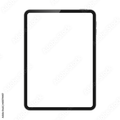 Tablet mockup with blank screen. Silver tablet display template isolated on white or transparent background. photo