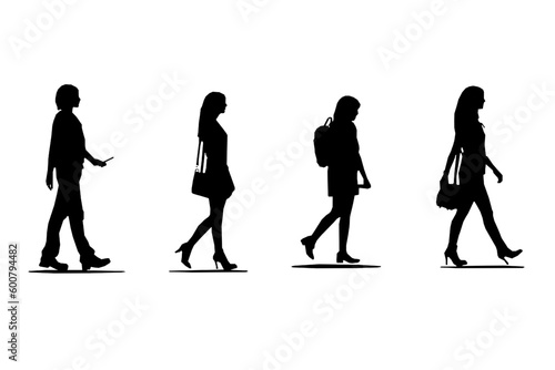 set of walking woman silhouettes