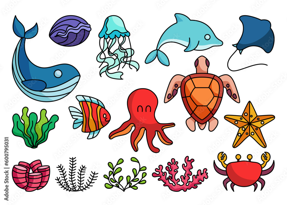Fototapeta premium World Ocean Day Illustration Set
