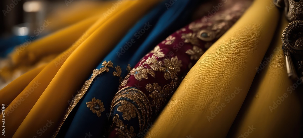 oriental and premium indian fabric cultural wallpaper for bridal fashion generative ai