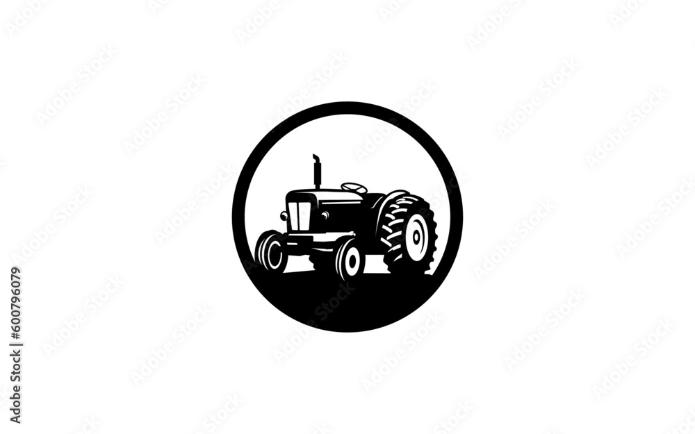Tractor for farm symbol with silhouette style for logo template, sign and brand. Tractor for farm symbol with silhouette style for logo template, sign and brand.