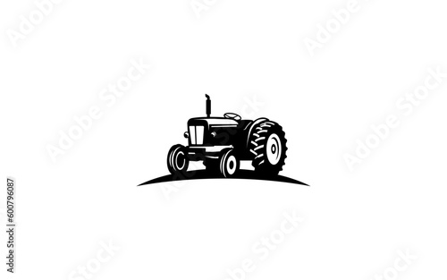 Tractor for farm symbol with silhouette style for logo template, sign and brand.