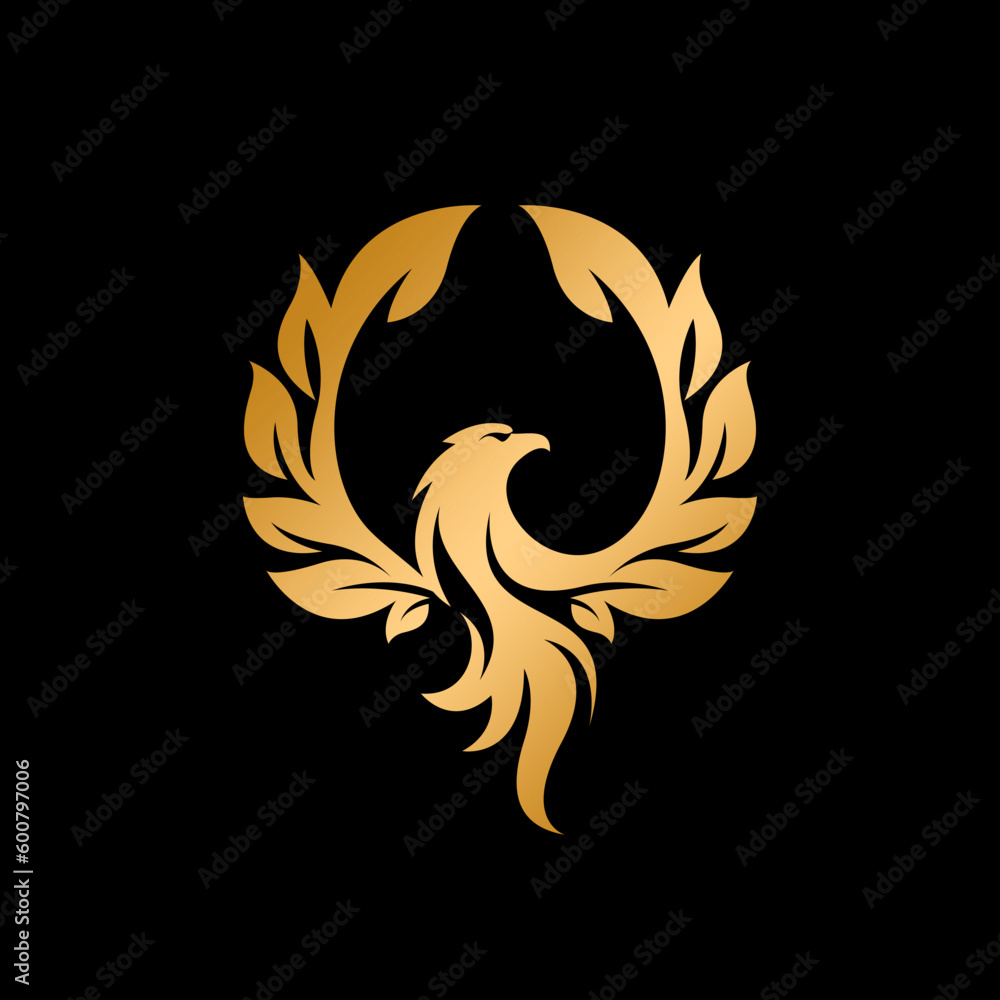 Golden eagle leaf logo design Golden eagle leaf logo design