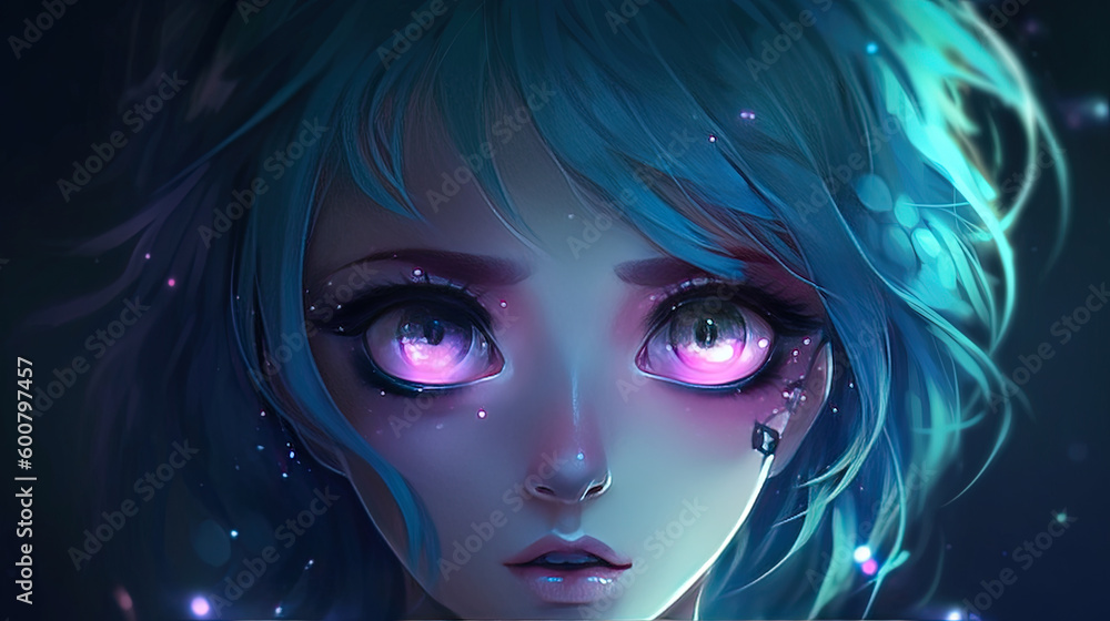 Anime girl with beautiful eyes. Generative AI. Anime girl with beautiful eyes. Generative AI.