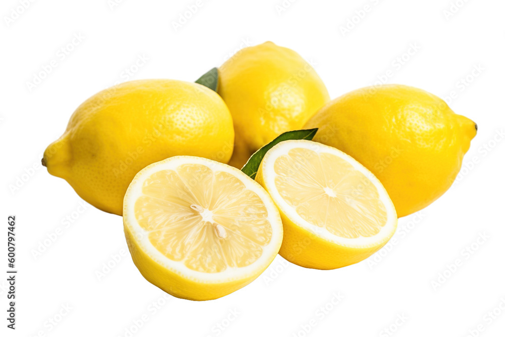 Lemons isolated on a white background. Fresh lemons PNG