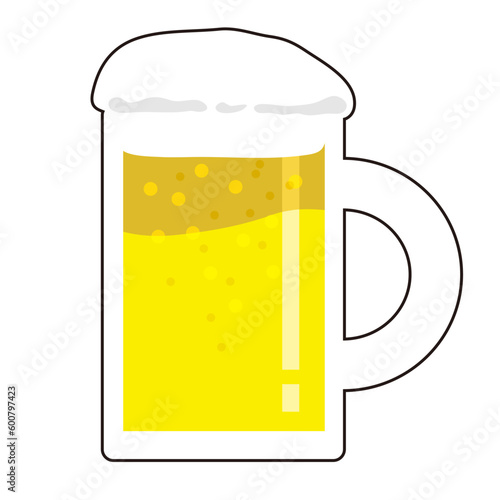 お酒　ひんやりした美味しいそうなビールのイラスト