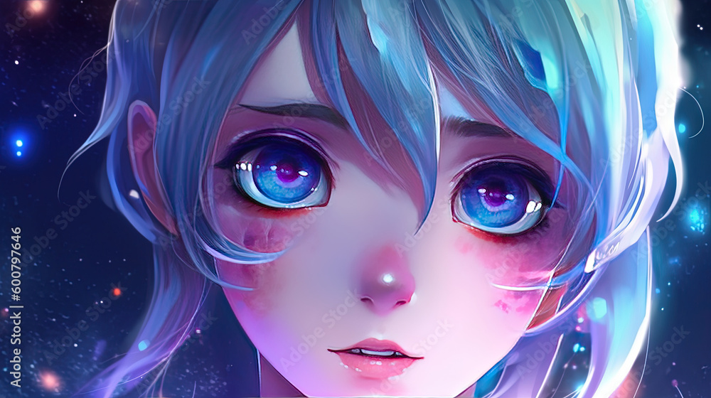 Anime girl with beautiful eyes. Generative AI. Anime girl with beautiful eyes. Generative AI.