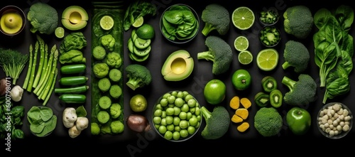 A Wholesome Feast for the Senses: Top View Capture of an Assortment of Healthy Food Dishes.