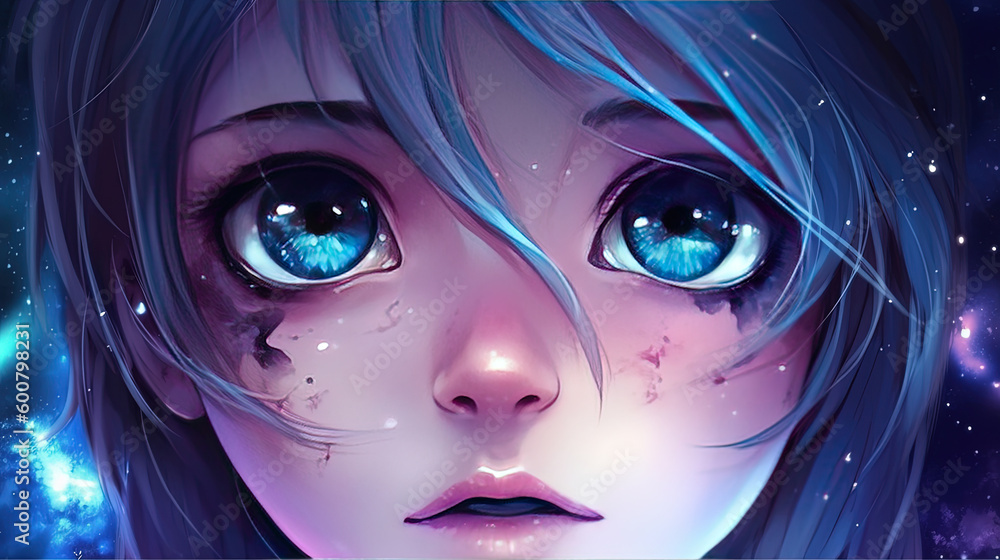 Anime girl with beautiful eyes. Generative AI. Anime girl with beautiful eyes. Generative AI.