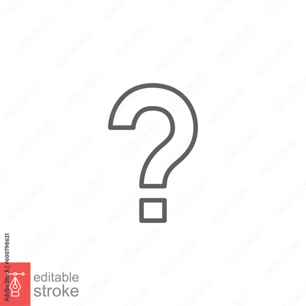 Question mark icon. Simple outline style. Confused, curious, doubt, trouble, query concept. Thin line symbol. Vector symbol illustration isolated on white background. Editable stroke EPS 10. Question mark icon. Simple outline style. Confused, curious, doubt, trouble, query concept. Thin line symbol. Vector symbol illustration isolated on white background. Editable stroke EPS 10.