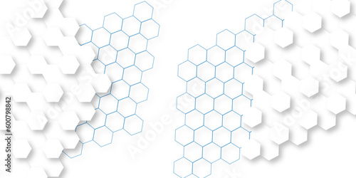  3d background with hexagons backdop backgruond. Abstract background with hexagons. Hexagonal background with white hexagons backdrop wallpaper with copy space for text. © MdLothfor