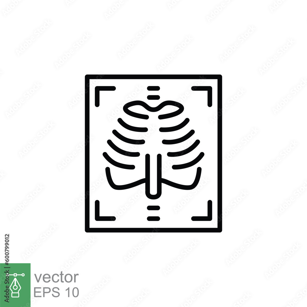 X-ray icon. Simple outline style. Radiology, xray, chest, lung, scan, bone, technology, medical concept. Thin line symbol. Vector symbol illustration isolated on white background. EPS 10. X-ray icon. Simple outline style. Radiology, xray, chest, lung, scan, bone, technology, medical concept. Thin line symbol. Vector symbol illustration isolated on white background. EPS 10.