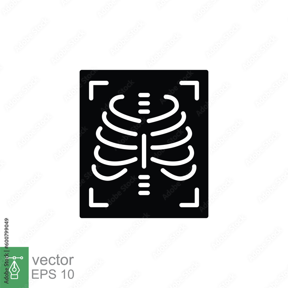 Xray icon. Simple solid style. Radiology, xray, chest, lung, scan