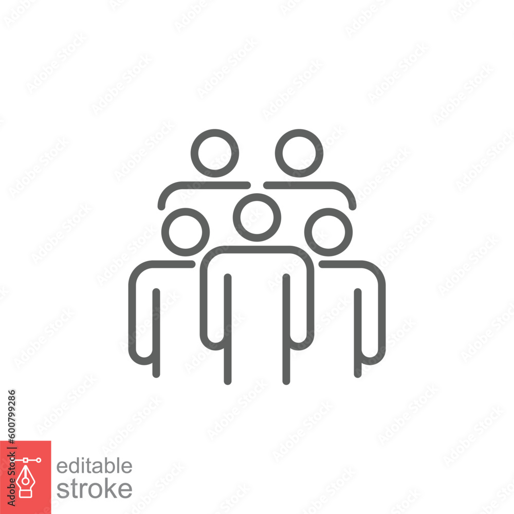 Crowd icon. Simple outline style. Organisation, group, management, people, team, business concept. Thin line symbol. Vector symbol illustration isolated on white background. Editable stroke EPS 10. Crowd icon. Simple outline style. Organisation, group, management, people, team, business concept. Thin line symbol. Vector symbol illustration isolated on white background. Editable stroke EPS 10.